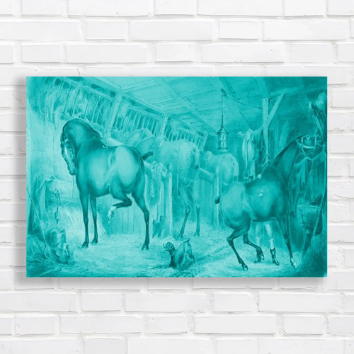 Horses barn interior teal - horses,