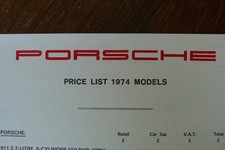 Porsche 911 2.7 150bhp 175 bhp Carrera 210bhp 914 Price List UK market