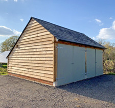 Prefab Oak Fronted Two Bay Garage, Catslide Gable Eaves | 5.8m x 4.95m