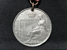 EDWARD VII 1902 BRITANNIA COMMEMORATIVE Medal White Metal 39mm