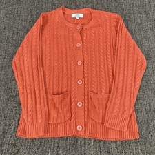 Honor Millburn Orange Cable Knit Cardigan Women’s Size S (10–12) Button Front