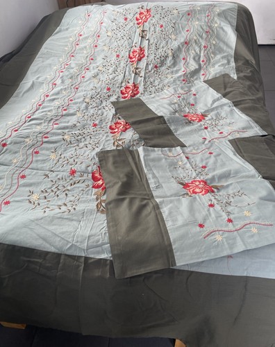 Double embroidered cotton bed - embroidered,