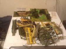  2x  00 gauge board mounted dioramas wooded field  signal box and bits & bobs 