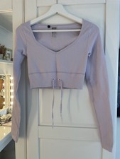 Bo and Tee Lilac Long Sleeve Ribbed Crop Top 