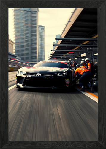 Nascar stock car pit - pit, framed