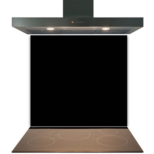 Kitchen black glass splashback - black,