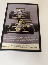 Framed Original 1985 JPS Lotus 97T Ayrton Senna Grand Prix F1 Magazine Advert