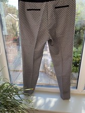 Tu Sainsburys Stretch Cotton Blend Ankle Grazer Black and Beige Trousers UK 14