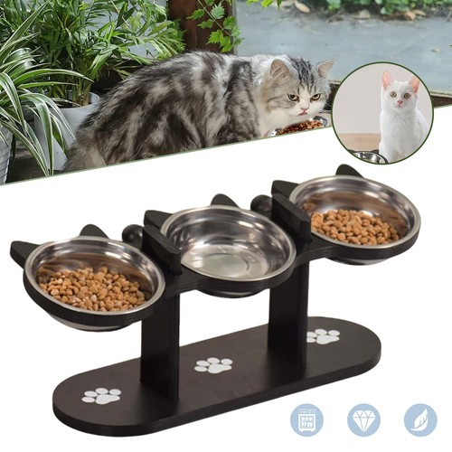 Raised cat bowls tilted - cat, bowls,tilted
