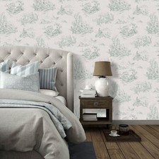 Green vintage toile - green, de