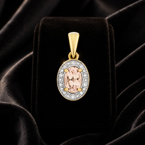 Oval morganite diamond pendant - morganite,