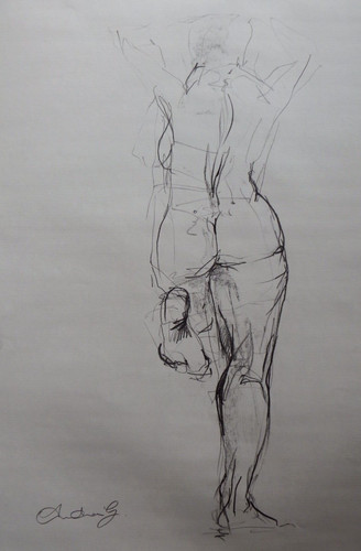 Pencil drawing female nude - female,