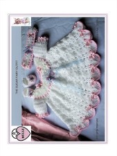 BABY dress crochet pattern DK. Dress shoes headband, reborn doll, Romany  style.