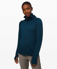 Lululemon FAB! Cashlu Zip Hoodie Pocket Thumbholes Cardigan Sweater in Teal  4