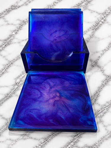 Handmade resin coaster set - resin,