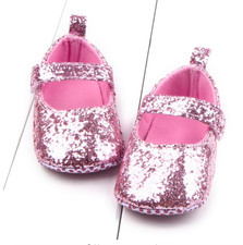 Newborn Baby Girl Kids Glitter Crib Shoes Prewalker Anti-slip Soft Sole Sneakers