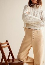 Free People We The Free Osaka Mid Rise Barrel Womens Size 28 NWT Latte Cream