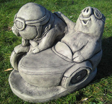 Pig Motorbike & Sidecar Stone