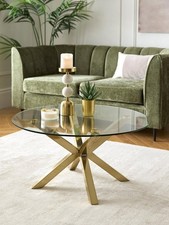Chopstick Glass & Brass Coffee Table | 80cm Round | Modern Design