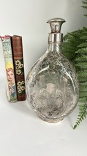 RARE Antique Haig Scottish Whisky Overlay Silver Thistle Dimple Decanter Bottle