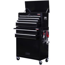 Tool Chest Large Toolbox Top Roller Cabinet Box with Ball Bearing Slides Black
