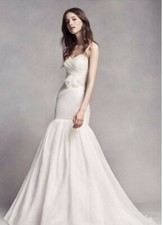 Vera Wang, white, fits 12, Long Mermaid backless wedding dress (worn 4 pics) 