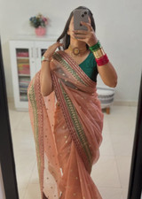 New sequence embroidery saree indian wedding bollywood party wear designer sari