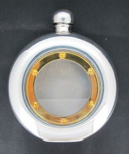 Pewter Flask 5oz,  Round Glass