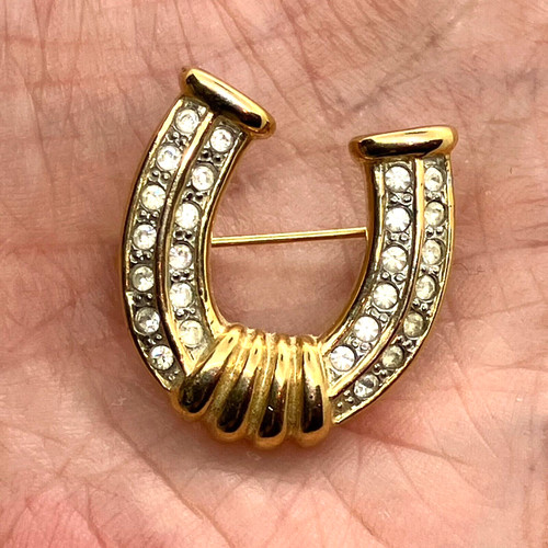 Lucky horseshoe sparkly brooch - lucky,