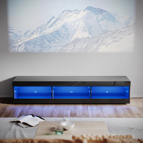 High gloss 180cm black led - black,