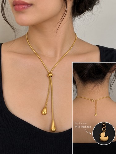 Gold tone snake chain lariat - chain,