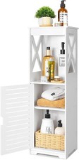 Small Bathroom Storage Unit with Door White