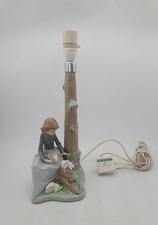 Nao Lladro Table Lamp Girl with Rabbits