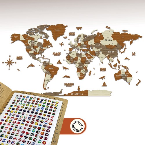 Wooden world map - wooden,