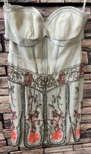 KAREN MILLEN Gatsby Flapper 20's Silk Beaded Cocktail Dress - Size UK 10