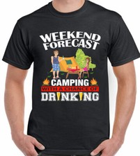 Camping T-Shirt Mens Funny Festival Glastonbury V Tent Weekend Forecast Drinking