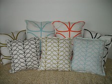 Handmade cushion covers using orla kiely fabric range in LINEAR STEMS