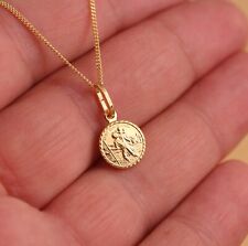 Gold Plated 925 Sterling Silver St Christopher Small Charm Pendant Necklace Box