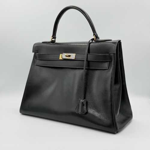 Hermès kelly black - black, leather
