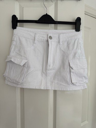 White denim mini skirt - white,