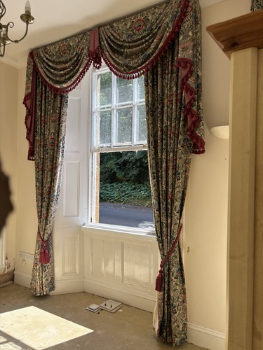 Floral curtains pelmet with - &,