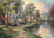 Schmidt Hometown Lake by Thomas Kinkade 1500 piece jigsaw puzzle *box damaged*
