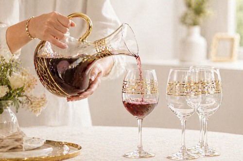 Glasses set gold rim luxury - glasses,