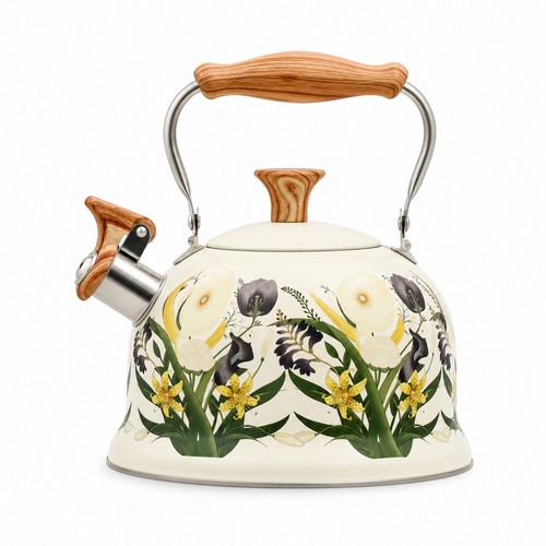 Enamel kettle with - enamel, wood-grain