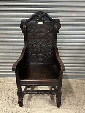 Rare Welsh Antique ‘Bardic’ Wainscot Oak Armchair Won In UCW Aberystwyth