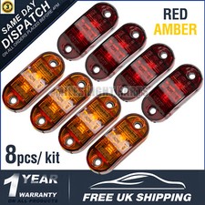 8X OVAL Red & Orange LED Side