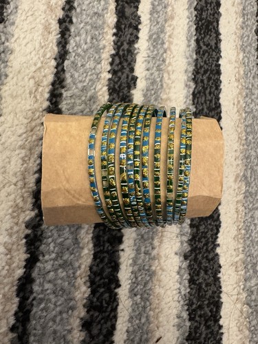 Blue green gold glitter glass - blue/green,