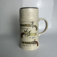Large vintage Royal Worcester Palissy tankard / mug - pistols pattern