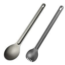 Portabale Flatwares Outdoor Camping Spork, Titanium Long Handle Spork and Spoon