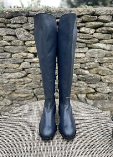 Handcrafted navy leather over - navy,